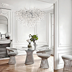 Люстра подвесная с прозрачными стеклянными подвесками в форме капель Диаметр 100 см Droplet Chandelier варинант исполнения - 21 | Loft Concept в Санкт-петербурге