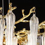 Люстра золотого цвета с декоративными ветками и длинными прозрачными стеклянными подвесами в форме сосулек Droplet Chandelier варинант исполнения - 6 | Loft Concept в Санкт-петербурге