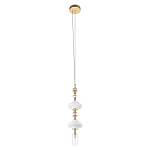 Подвесной светильник с белыми фигурными стеклянными элементами и бронзовыми вставками Высота 100 см Gabriel Scott Luna варинант исполнения - 4 | Loft Concept в Санкт-петербурге