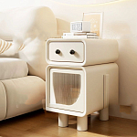 Тумбочка прикроватная с ящиком и стеклянной дверцей Робот Robot Bedside варинант исполнения - 2 | Loft Concept в Санкт-петербурге