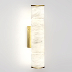 Бра с цилиндрическим плафоном из белого алебастра на прямоугольном основании Латунь Cryptocrystalline Stone варинант исполнения - 1 | Loft Concept в Санкт-петербурге