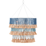 Люстра трехъярусная с декором из круглых деревянных бусин с кисточками Blue Wooden Beads Chandelier варинант исполнения - 1 | Loft Concept в Санкт-петербурге