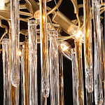 Люстра подвесная золотого цвета с разветвленными ветвями и прозрачными стеклянными подвесками Droplet Chandelier варинант исполнения - 5 | Loft Concept в Санкт-петербурге