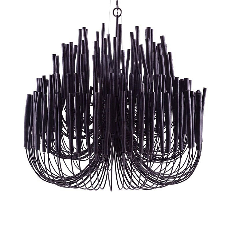Люстра черная с несколькими ярусами деревянных палочек Bright Wooden Chandelier Черный Люстра черная с несколькими ярусами деревянных палочек Bright Wooden Chandelier Черный в Санкт-петербурге | Loft Concept