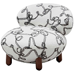 Кресло без подлокотников на деревянных ножках белое с вышивкой Sharp Armchair варинант исполнения - 1 | Loft Concept в Санкт-петербурге