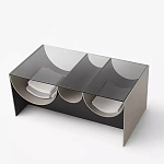 Дизайнерский журнальный стол с полукруглыми полками под столешницей Tiwoberoc варинант исполнения - 1 | Loft Concept в Санкт-петербурге