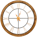 Часы настенные деревянные с римскими цифрами бронзового цвета Clock with History варинант исполнения - 1 | Loft Concept в Санкт-петербурге