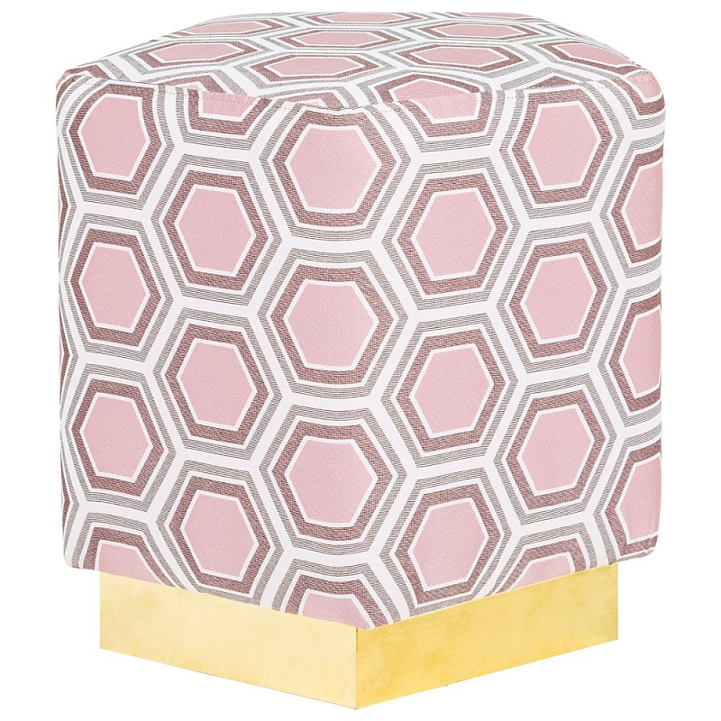Пуф Hexagon Pink Geometry Латунь Розовый пастельный Белый в Санкт-петербурге | Loft Concept 