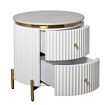 Тумбочка белая круглая с мраморной столешницей Thoroughbass варинант исполнения - 5 | Loft Concept в Санкт-петербурге