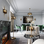 Бра с изогнутым плафоном на бронзовом основании с вертикальным декором из металлических трубок Sohne варинант исполнения - 2 | Loft Concept в Санкт-петербурге