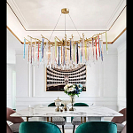 Люстра на подвесе с каркасом из металла и цветными подвесками из стекла Droplet Chandelier варинант исполнения - 4 | Loft Concept в Санкт-петербурге