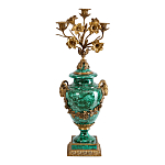 Подсвечник из фарфора с бронзовыми цветочными элементами Malachite Candlestick варинант исполнения - 1 | Loft Concept в Санкт-петербурге