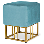 Пуф квадратный голубой велюр на золотом металлическом основании Celeste Blue варинант исполнения - 1 | Loft Concept в Санкт-петербурге