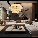 Люстра четырехъярусная с подвесками в форме дисков Cryptocrystalline Stone варинант исполнения - 5 | Loft Concept в Санкт-петербурге