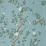 Обои ручная роспись Gustavian Garden Special Colourway on Duck Egg dyed silk варинант исполнения - 2 | Loft Concept в Санкт-петербурге