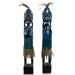Комплект из 2-х деревянных статуэток Asmat Statuettes Dark Blue варинант исполнения - 4 | Loft Concept в Санкт-петербурге