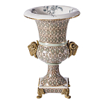 Ваза с овнами из фарфора с бронзовыми элементами Bronze Aries варинант исполнения - 1 | Loft Concept в Санкт-петербурге