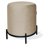 Банкетка круглая бежевый велюр на 4-х металлических ножках черного цвета SANJAY варинант исполнения - 1 | Loft Concept в Санкт-петербурге