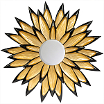 Зеркало-солнце в раме золотого и черного цвета Rays of Peace варинант исполнения - 1 | Loft Concept в Санкт-петербурге