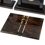 Настольный письменный набор с часами из природного камня обсидиана  Gift for Manager варинант исполнения - 3 | Loft Concept в Санкт-петербурге