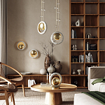 Бра с бежевым текстурным кольцом и латунным шаром в центре Tactile  варинант исполнения - 5 | Loft Concept в Санкт-петербурге