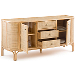 Длинный комод из ротанга с дверцами и ящиками Simone Rattan Chest of Drawers варинант исполнения - 3 | Loft Concept в Санкт-петербурге