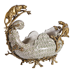 Чаша для фруктов из фарфора бронзовыми фигурками леопардов Eden Garden варинант исполнения - 2 | Loft Concept в Санкт-петербурге