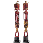 Комплект из 2-х деревянных статуэток Asmat Tall Red Statuettes варинант исполнения - 1 | Loft Concept в Санкт-петербурге