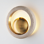 Бра с бежевым текстурным кольцом и латунным шаром в центре Tactile  варинант исполнения - 3 | Loft Concept в Санкт-петербурге