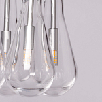 Люстра с 9-ю прозрачными плафонами из стекла в форме капли на прямоугольном потолочном основании цвета хром Lucid Rain  варинант исполнения - 8 | Loft Concept в Санкт-петербурге