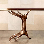 Обеденный стол с фигурным декором бронзового цвета Dichotomy racetrack варинант исполнения - 2 | Loft Concept в Санкт-петербурге