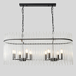 Люстра подвесная овальная со стеклянными прозрачными трубками и металлическим каркасом черного цвета Nembus варинант исполнения - 1 | Loft Concept в Санкт-петербурге