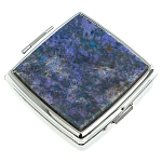 Таблетница карманная квадратная c 2-мя отделениями с зеркалом и накладкой из натурального камня Лазурит Silver Stone Pillboxes варинант исполнения - 1 | Loft Concept в Санкт-петербурге