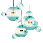 Люстра подвесная с прозрачными бирюзовыми стеклянными шарами и круглым основанием 3 лампы Giopato & Coombes варинант исполнения - 5 | Loft Concept в Санкт-петербурге