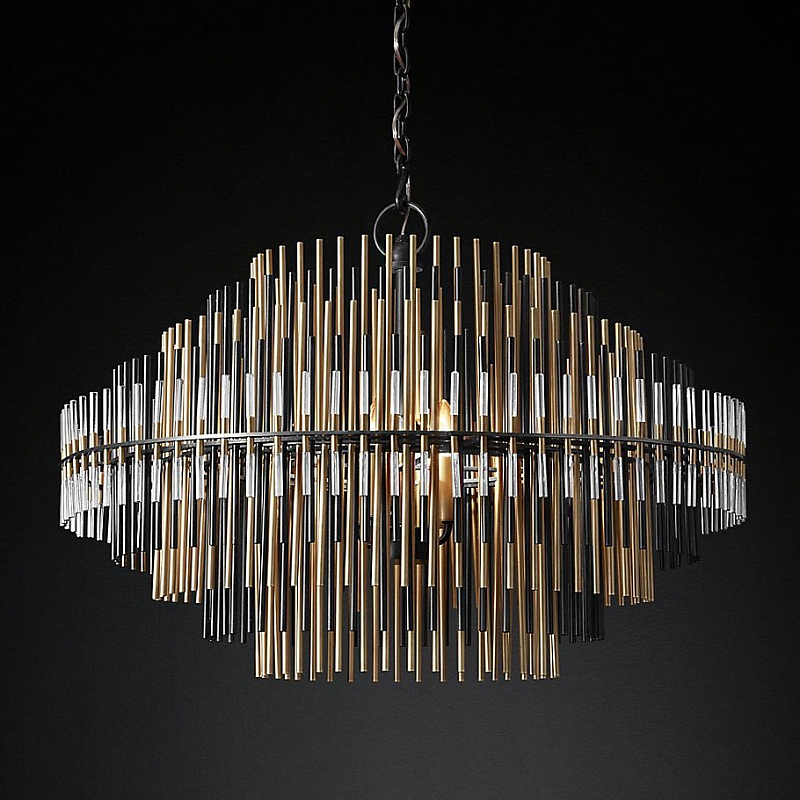 Люстра Restoration Hardware Emile Round Chandelier Chrome II Латунь Античная полированная Прозрачный Оловянный Темная бронза в Санкт-петербурге | Loft Concept 