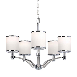 Люстра с белыми стеклянными плафонами в форме цилиндра Feiss