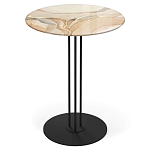 Стол журнальный круглый с бежевой столешницей из стекла Beige Marble варинант исполнения - 1 | Loft Concept в Санкт-петербурге