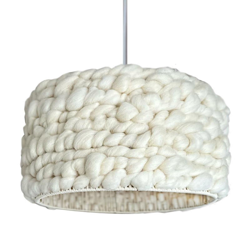 Вязаный шерстяной светильник Knitted wool lamp Cylinder Молочный в Санкт-петербурге | Loft Concept 