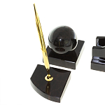 Настольный письменный набор из чёрного обсидиана с декором в виде льва Golden Lion варинант исполнения - 5 | Loft Concept в Санкт-петербурге