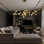 Люстра в виде золотой ветки с цветами и птичками Marvelous Garden варинант исполнения - 1 | Loft Concept в Санкт-петербурге