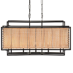 Люстра прямоугольной формы с чёрным каркасом и вставкой из плетеного материала Cage for Light варинант исполнения - 1 | Loft Concept в Санкт-петербурге