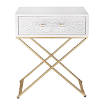 Приставной столик с выдвижным ящиком  White Table Carved Pattern варинант исполнения - 4 | Loft Concept в Санкт-петербурге