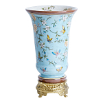 Ваза из голубого фарфора с бронзовыми элементами Blue Garden варинант исполнения - 2 | Loft Concept в Санкт-петербурге