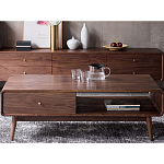 Кофейный стол из дерева с ящиком и нишей для хранения Coffee Walnut Table варинант исполнения - 1 | Loft Concept в Санкт-петербурге