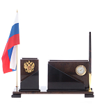 Настольный письменный набор с часами из природного камня обсидиана For the Deputy варинант исполнения - 1 | Loft Concept в Санкт-петербурге