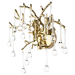 Бра в форме ветвей деревьев золотого цвета с прозрачными подвесками-каплями Droplet Bra варинант исполнения - 1 | Loft Concept в Санкт-петербурге