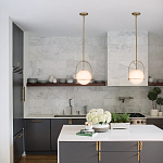 Подвесной светильник с белым плафоном в форме шара в арочной подвеске Hinkley варинант исполнения - 19 | Loft Concept в Санкт-петербурге