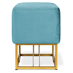 Пуф квадратный голубой велюр на золотом металлическом основании Celeste Blue варинант исполнения - 2 | Loft Concept в Санкт-петербурге