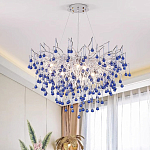 Люстра с синими стеклянными подвесками в форме капель FAIRYTREE Light варинант исполнения - 2 | Loft Concept в Санкт-петербурге
