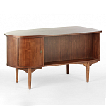 Дизайнерский письменный стол округлой формы с 4-мя ящиками и дверкой с полочками Rili варинант исполнения - 1 | Loft Concept в Санкт-петербурге